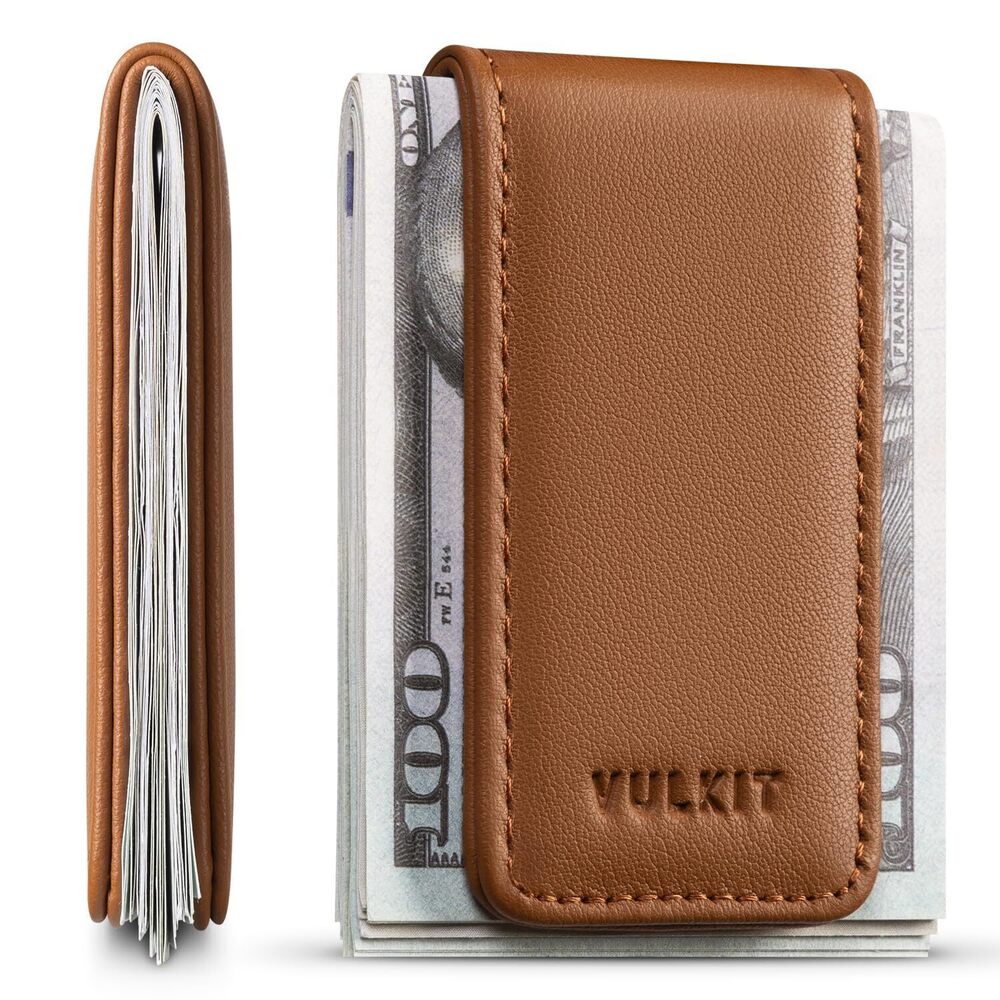 2562 Magnetic Money Clip Top Grain Leather Cash Holder Minimalist Design